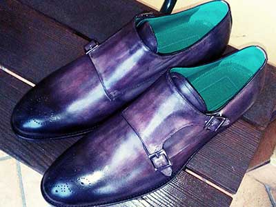 Luxury patina shoes calf leather